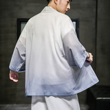 2024夏风男装冰丝渐变唐装汉服短袖五分袖风衣C229/Y609/P40，男装民族服装，电商C229