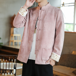 2024春夏风男装鹿皮绒刺绣复古中式唐装汉服C229/Y506/P100图片
