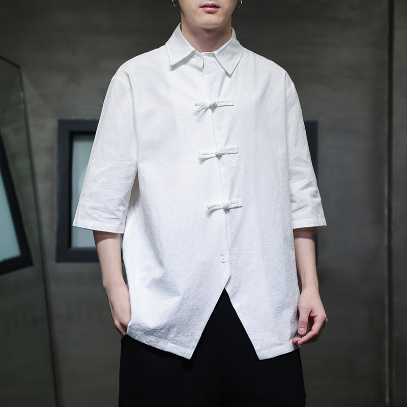 2024春夏风男装棉麻亚麻唐装汉服五分袖衬衫C229-Y908-P65,男装衬衫,电商C229
