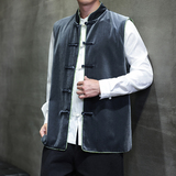 2025秋冬风男装丽丝绒唐装汉服夹克马甲外套C229-Y1114-P110，男装背心/马甲，电商C229