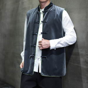 2025秋冬风男装丽丝绒唐装汉服夹克马甲外套C229-Y1114-P110图片