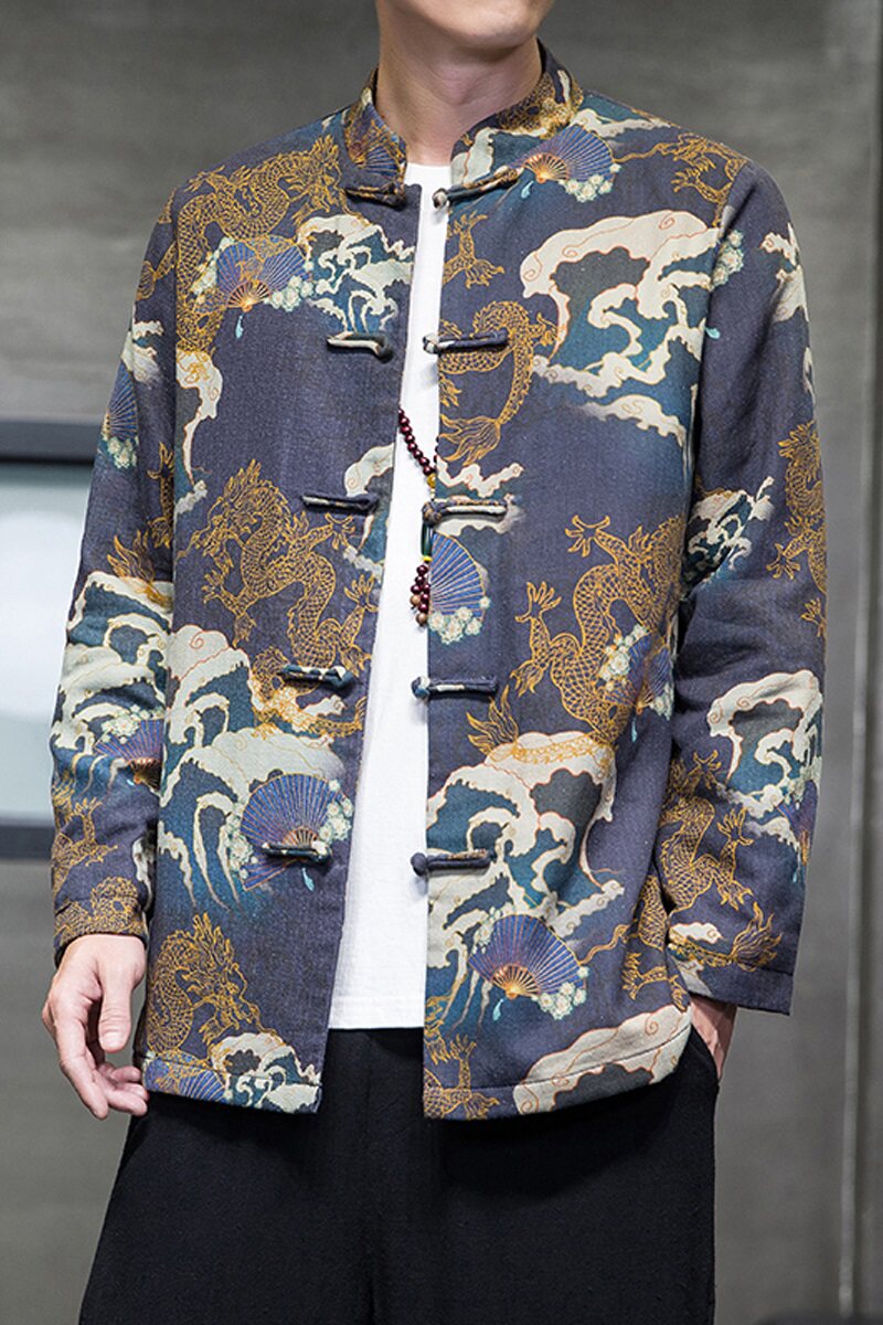 2024秋冬风男装复古中式大码唐装汉服夹克外套C229/Y750/P100,男装夹克,电商C229