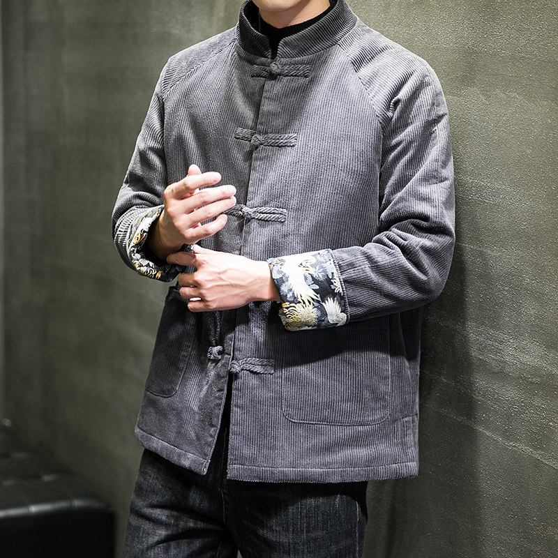 2024冬季风男装灯芯绒复古中式唐装汉服棉衣C229/MY44/P140,男装棉衣,电商C229