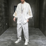 2024春夏风男装冰丝唐装汉服套装两件套大码C229/TZ3011/P90，男装休闲套装，电商C229