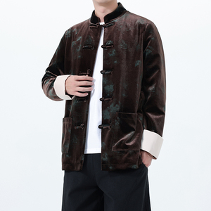 2025秋冬风男装丽丝绒印花唐装汉服夹克外套C229-Y1115-P120