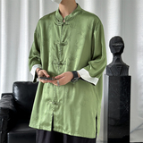 2024春夏风男装冰丝唐装汉服五分袖城市衬衣C229/Y678/P60，男装衬衫，电商C229