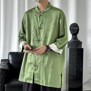 2024春夏风男装冰丝唐装汉服五分袖城市衬衣C229/Y678/P60图片