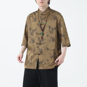 2024夏风男装印花唐装汉服五分袖短袖衬衫衬衣C229-Y1033-P70图片