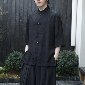 2024夏风男装冰丝唐装汉服短袖五分袖衬衫衬衣C229-Y901-P65图片