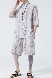 2024春夏风男装中式冰丝唐装汉服套装两件套C229-TZ361-P100图片