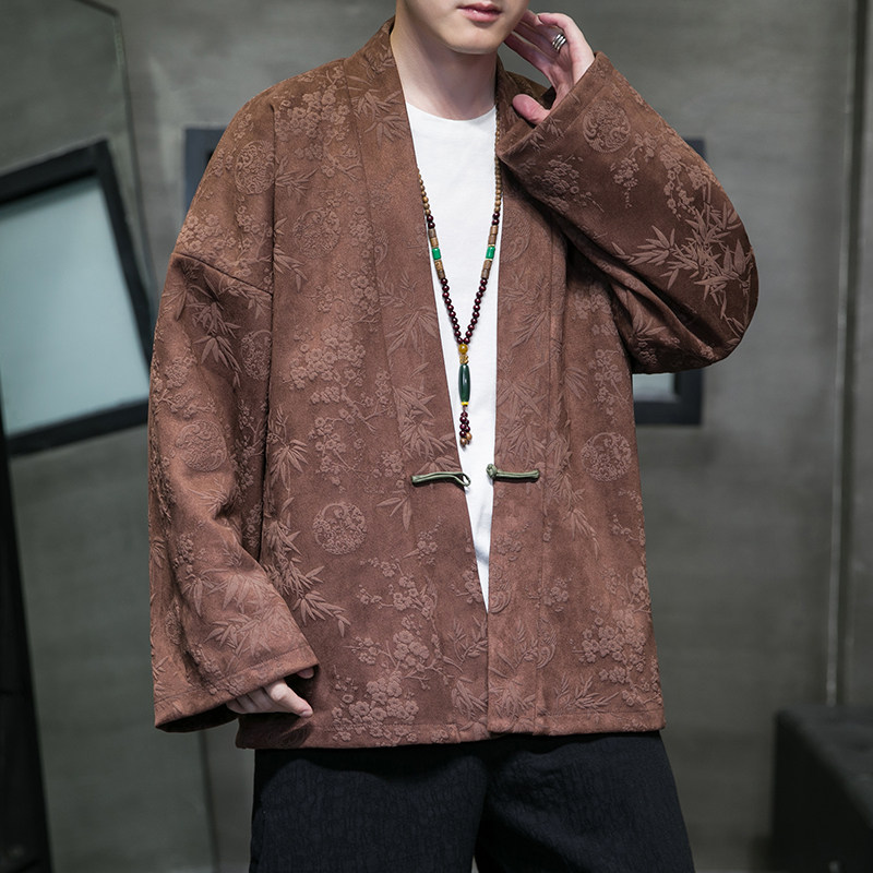 2023秋冬风男装鹿皮绒唐装汉服夹克外套风衣男C229/Y797/P105,男装风衣,电商C229