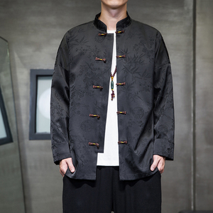 2024秋冬风男装中式复古冰丝唐装汉服夹克外套C229/Y771/P100,女童中长外套搭配图片2015款图片
