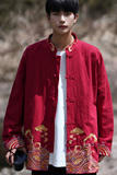 2024秋冬风男装棉麻亚麻刺绣唐装汉服夹克外套C229/Y63/P80，男装夹克，电商C229