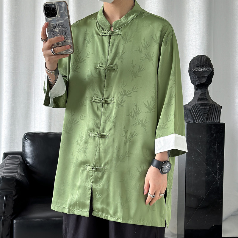 2024春夏风男装冰丝复古中式唐装汉服衬衫衬衣C229/Y678/P60图片