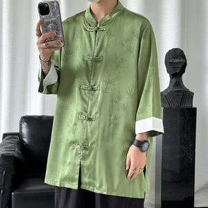 2024春夏风男装冰丝唐装汉服五分袖城市衬衣C229/Y678/P60图片