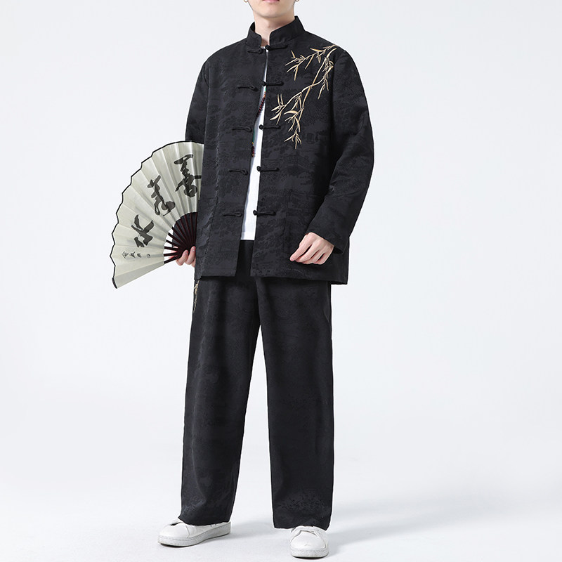 2024春夏风男装中式刺绣唐装汉服套装两件套C229-TZ359-P140,男装休闲套装,电商C229