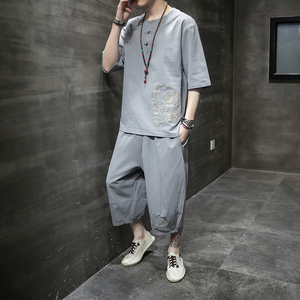 2024夏季风男装棉麻亚麻唐装汉服套装两件套C229/TZ88/P90图片