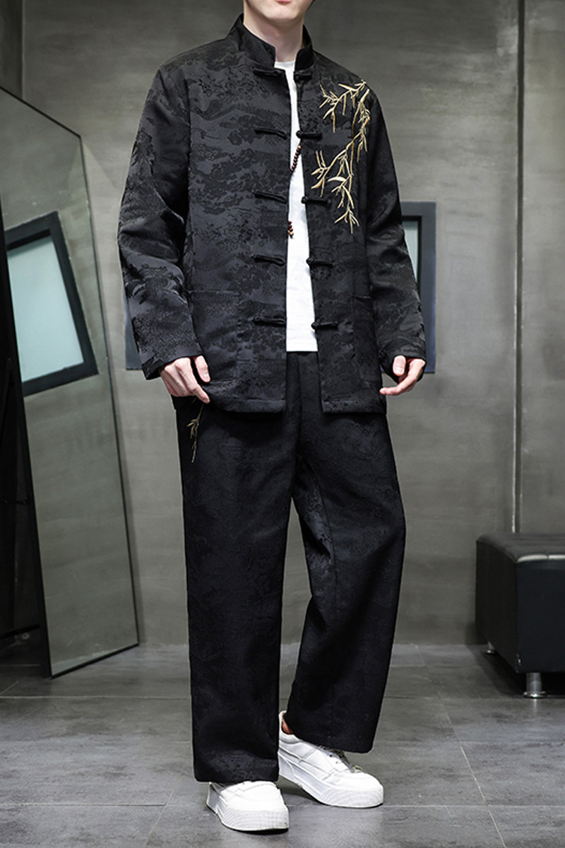 2024春夏风男装中式唐装汉服刺绣套装两件套C229-TZ359-P140,男装休闲套装,电商C229