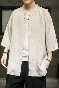 2024夏季风男装棉麻亚麻唐装汉服五分短袖衬衫C229/Y602/P55图片