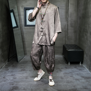 2023春夏新款风男装冰丝唐装汉服套装两件套C229/TZ350/P95图片
