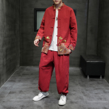 2024春夏风男装刺绣套装两件套唐装汉服大码C229/TZ319/P110，男装休闲套装，电商C229