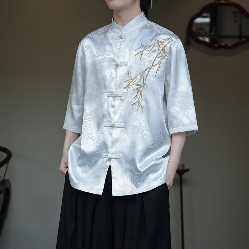 2024夏季风男装中式唐装汉服短袖衬衫C229-冰丝衬衫合集-P65,男装衬衫,电商C229