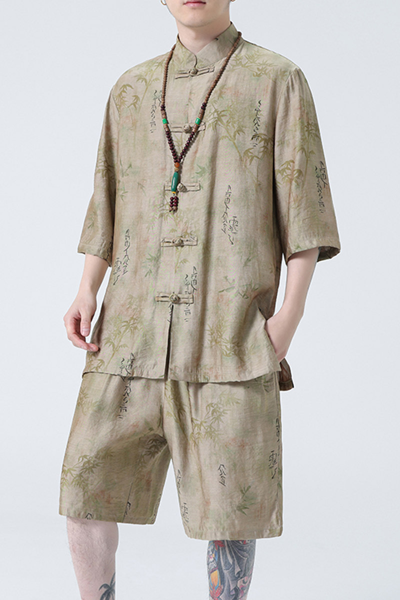 2024春夏新款风男装冰丝唐装汉服套装两件套C229-TZ360-P100,男装休闲套装,电商C229