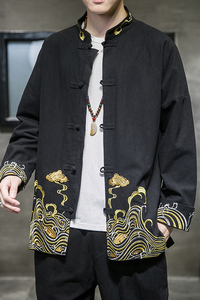 2024春夏风男装棉麻亚麻刺绣唐装汉服夹克外套C229/Y63/P80图片