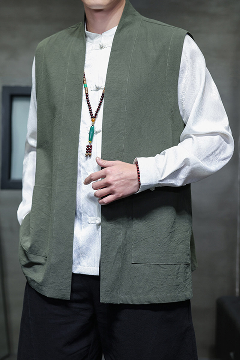 2025秋冬风男装棉麻亚麻中式唐装汉服马甲外套C229-Y1093-P85,男装民族服装,电商C229