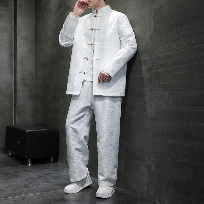 2024春夏新款风男装中式复古提花套装两件套C229-TZ358-P140,男装休闲套装,电商C229