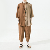 2024夏款风男装冰丝唐装汉服套装两件套大码C229/TZ344/P85，男装休闲套装，电商C229