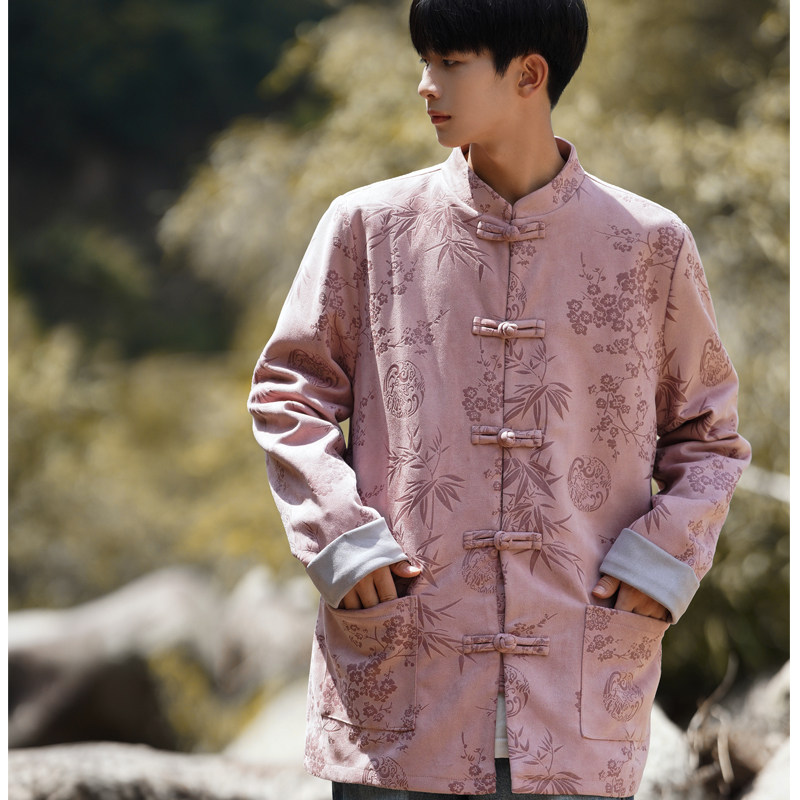 2024秋冬风男装鹿皮绒大码中式唐长夹克外套C229/Y757/P105，男装夹克，电商C229