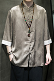 2024夏风男装唐装汉服盘扣短袖五分袖衬衫衬衣C229/Y678/P60，男装衬衫，电商C229