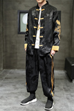 2024春夏风男装冰丝唐装汉服套装两件套大码C229/TZ311/P110，男装休闲套装，电商C229