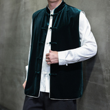 2025秋冬风男装丽丝绒唐装汉服夹克马甲外套C229-Y1114-P110，男装背心/马甲，电商C229