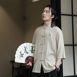 2024春夏风男装唐装汉服短袖五分袖衬衣衬衫C229-Y907-P65，男装衬衫，电商C229