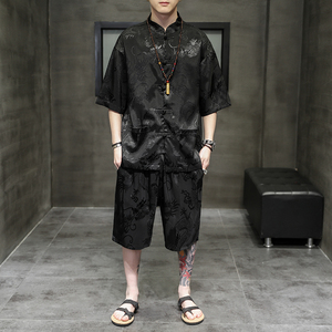 2024夏风男装冰丝唐装汉服短袖短裤套装两件套C229/TZ318/P80