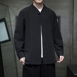 2024春夏风男装棉麻亚麻唐装汉服长袖衬衫衬衣C229-Y1007-P70图片