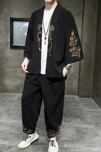 2023风男装棉麻亚麻刺绣唐装汉服套装两件套C229/TZ871/P100图片