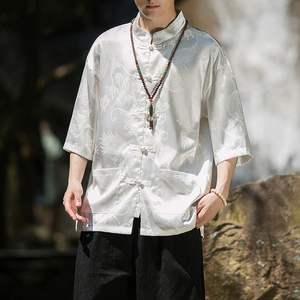 2024春夏风男装冰丝唐装汉服短袖五分袖衬衫C229/Y620/P50图片