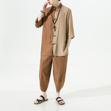 2024夏款风男装冰丝唐装汉服套装两件套大码C229/TZ344/P85，男装休闲套装，电商C229