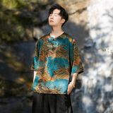 2024夏季风男装冰丝中式唐装汉服短袖五分袖T恤C229/T197/P55，男装T恤，电商C229