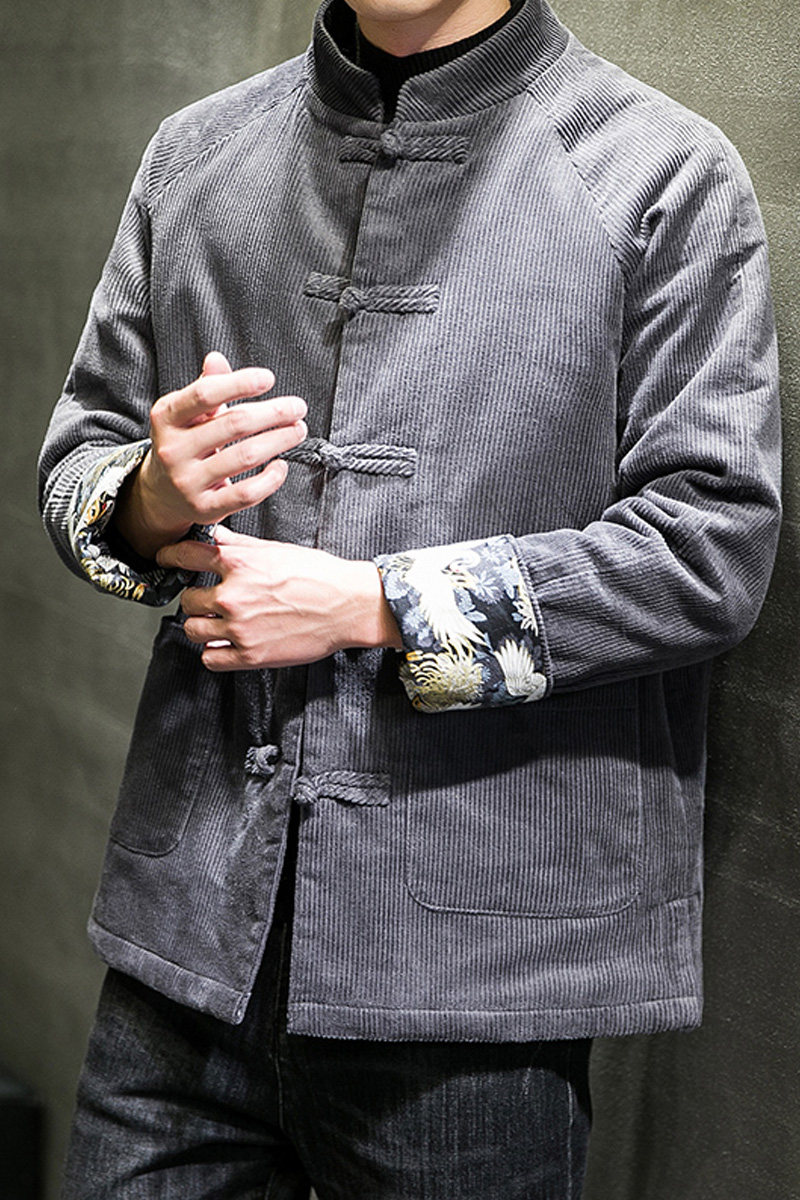 2023冬季风男装灯芯绒复古中式唐装棉衣棉袄C229/MY44/P140,男装棉衣,电商C229