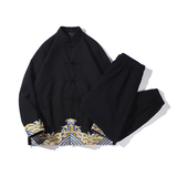 2024春夏新款复古中式唐装棉麻汉服套装两件套C229/TZ331/P110，男装休闲套装，电商C229