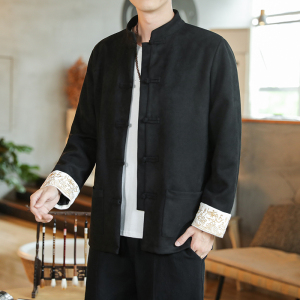 2025风男装鹿皮绒夹克唐装复古大码中式外套C229/Y506/P100