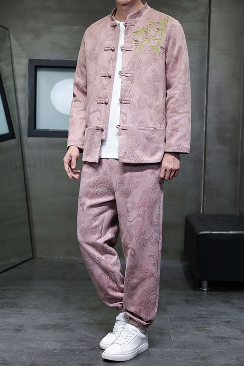 2025秋冬风男装刺绣唐装汉服套装两件套大码C229-TZ364-P160,男装休闲套装,电商C229