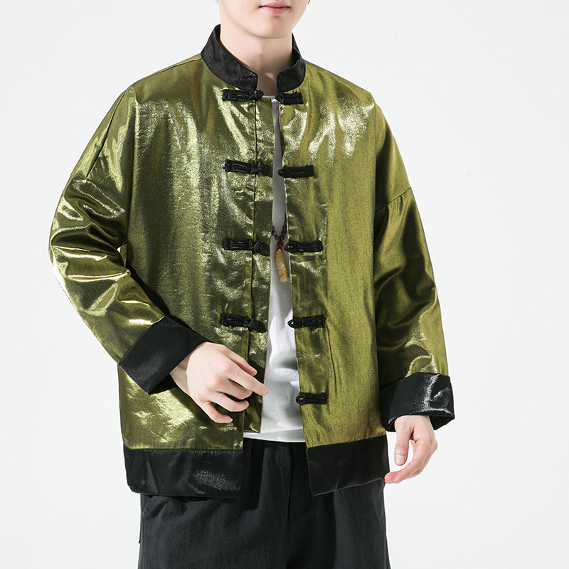 2024秋冬风男装冰丝唐装汉服撞色夹克外套大码C229/Y915/P85,男装夹克,电商C229