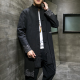 2025秋冬风男装印花唐装汉服夹克外套风衣长款C229/F35/P90，男装风衣，电商C229