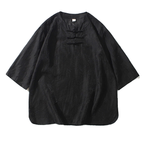 2024春夏风男装冰丝中式盘扣唐装汉服短袖体恤C229-T210-P60图片