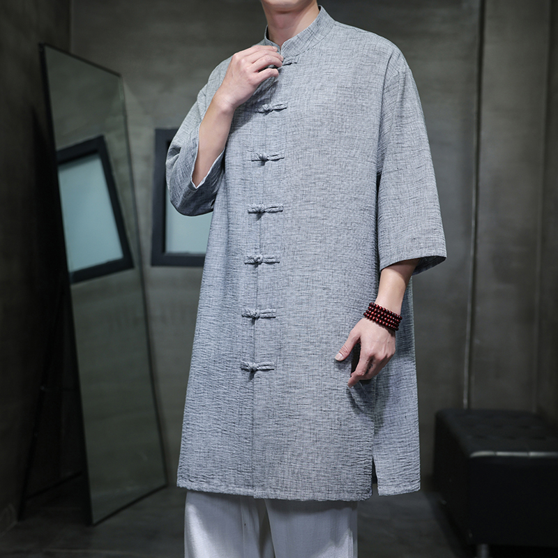 2025春夏风男装棉麻亚麻长款衬衫衬衣大码C229-Y1092-P100，男装衬衫，电商C229